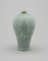 Plum Vase (Maebyeong) with Clouds, Cranes, and Children Motifs